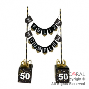 SET BANDERINES F/C DECORACION MESA 50 AOS X 1